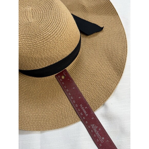 FURTALK Wide Brim UPF 50+ Sun Protection Straw Hat In Tan With Black Ribbon Sz L - Picture 6 of 8